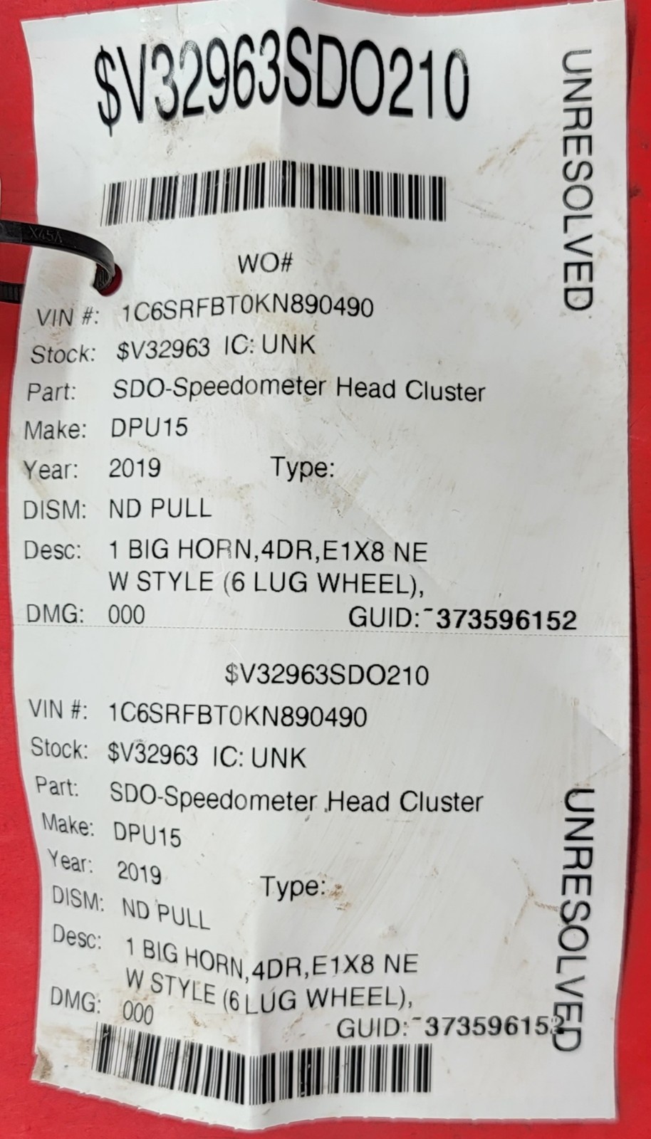 2019 DODGE RAM 1500 USED INSTRUMENT CLUSTER P#P68294037AI